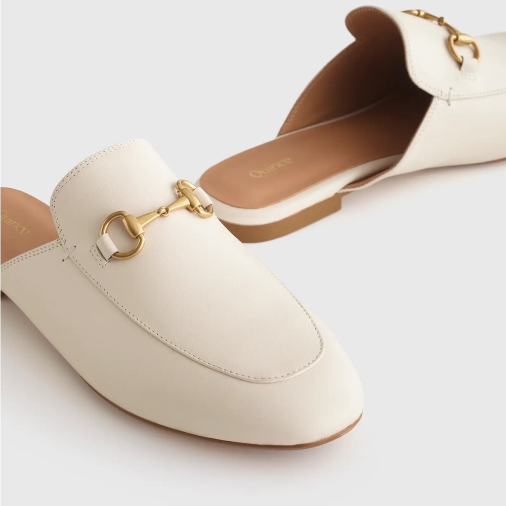 QUINCE Italian Leather Horsebit Loafer Mule Size 6.5